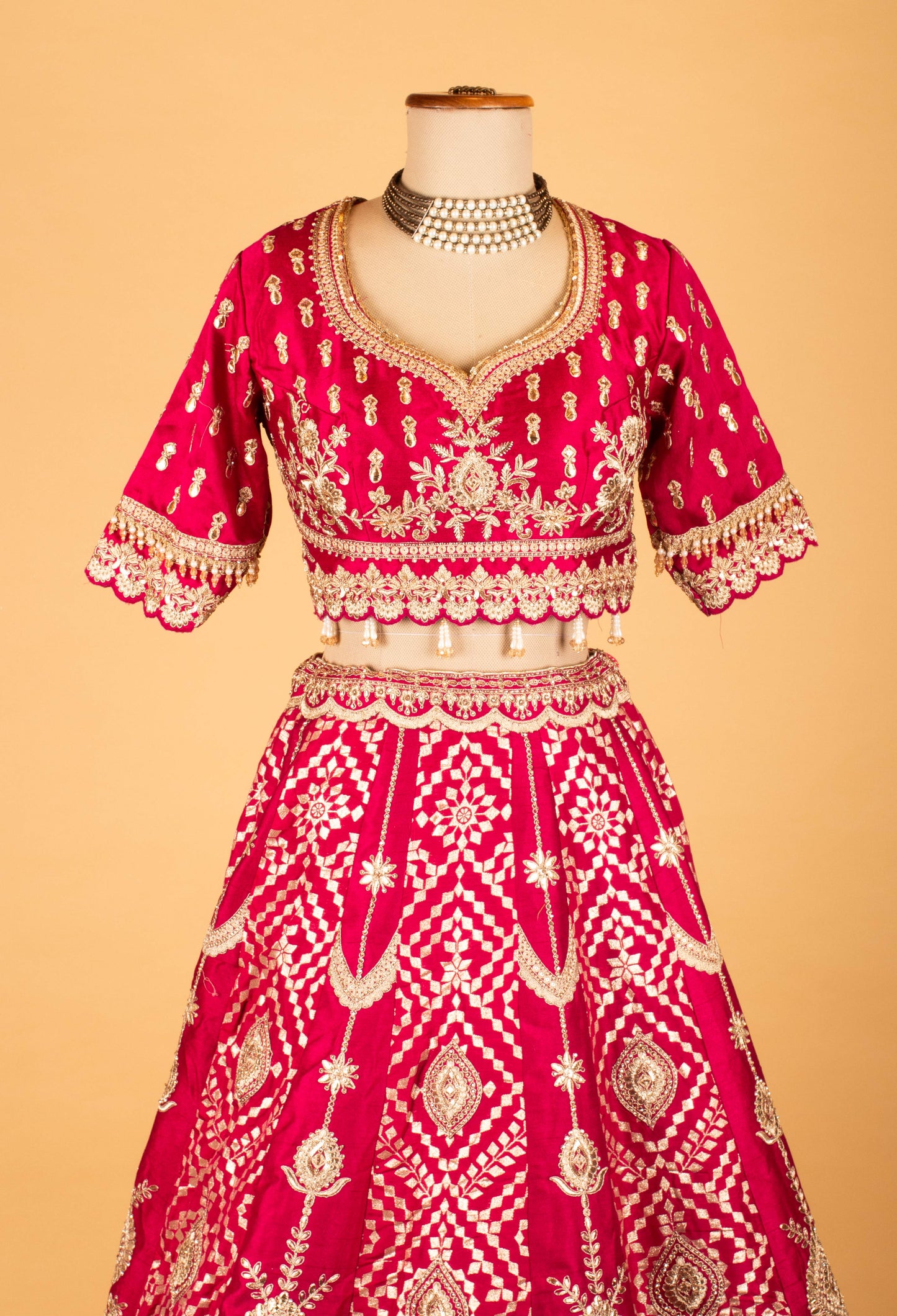 Women’s Rani Pink Heavy Zari Embroidered Bridal Lehenga Choli with Dupatta | Premium Wedding & Designer Bridal Wear