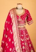 Women’s Rani Pink Heavy Zari Embroidered Bridal Lehenga Choli with Dupatta | Premium Wedding & Designer Bridal Wear