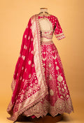 Women’s Rani Pink Heavy Zari Embroidered Bridal Lehenga Choli with Dupatta | Premium Wedding & Designer Bridal Wear