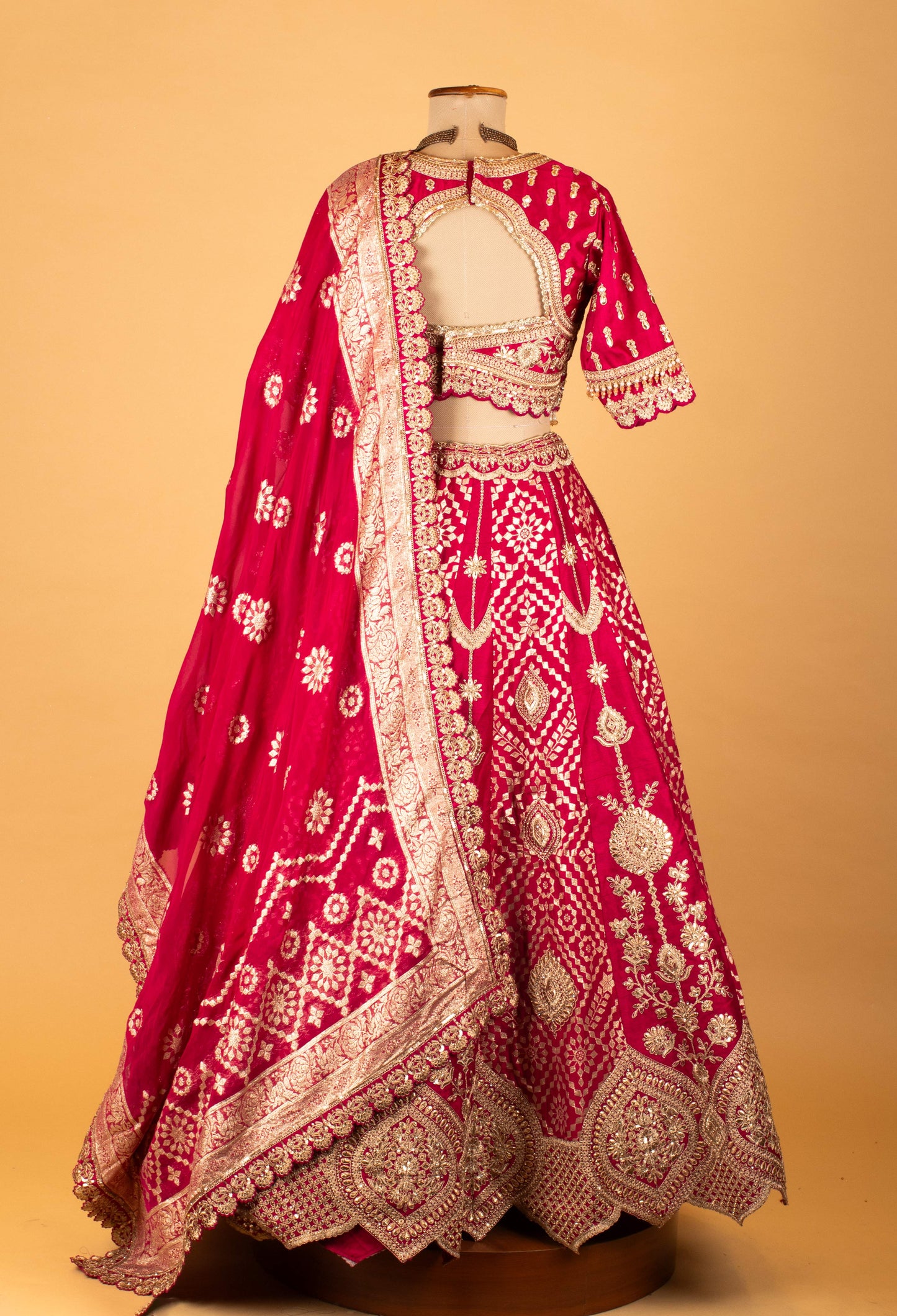 Women’s Rani Pink Heavy Zari Embroidered Bridal Lehenga Choli with Dupatta | Premium Wedding & Designer Bridal Wear