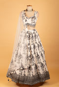 Women’s Black & White Printed Lehenga Choli with Dupatta | Festive & Partywear Ethnic Set