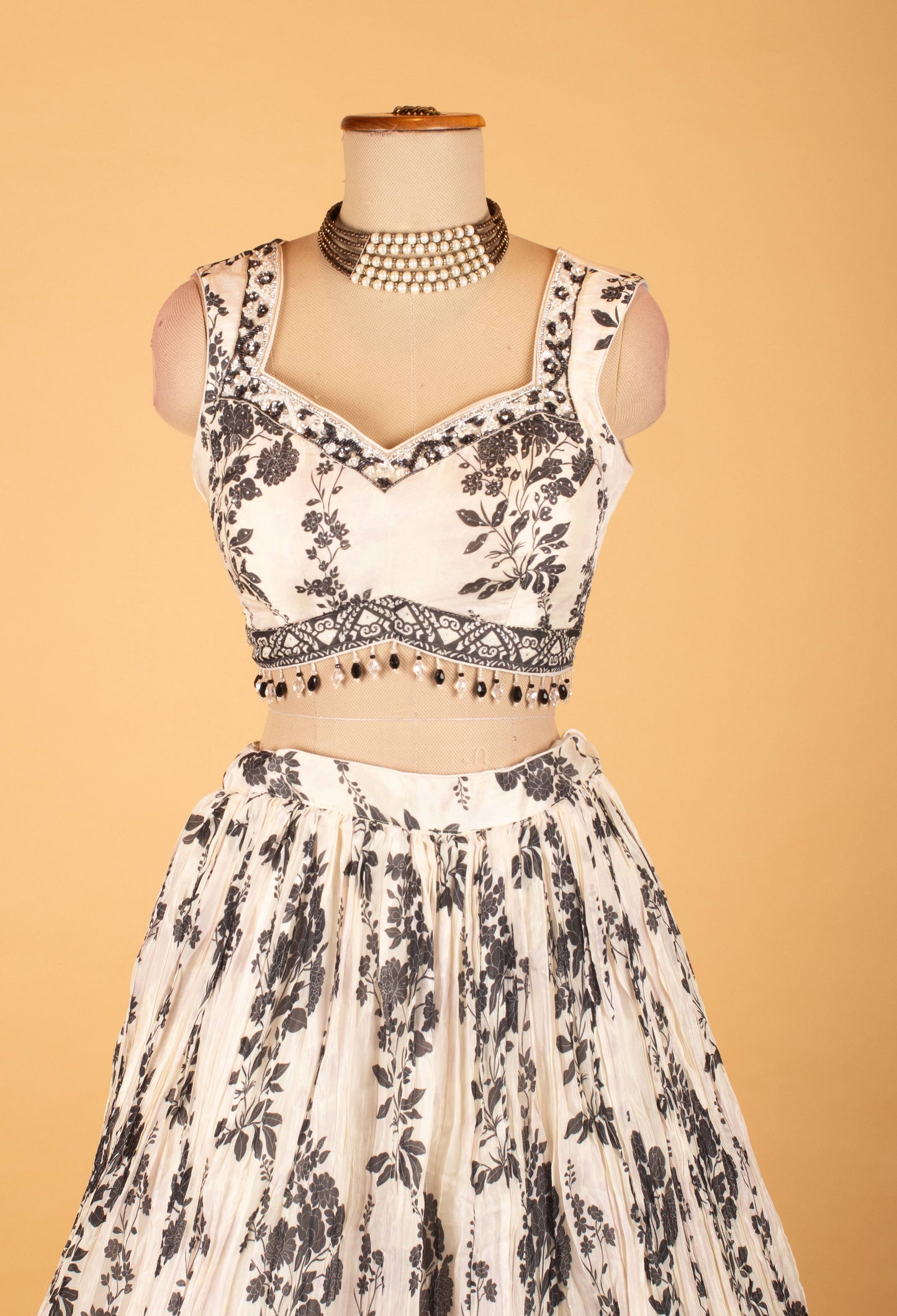 Women’s Black & White Printed Lehenga Choli with Dupatta | Festive & Partywear Ethnic Set