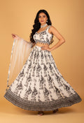 Women’s Black & White Printed Lehenga Choli with Dupatta | Festive & Partywear Ethnic Set