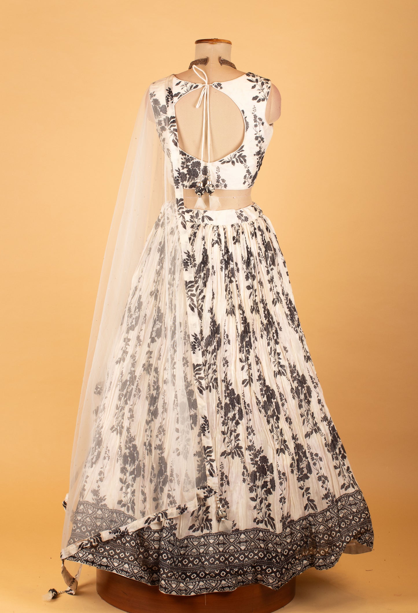 Women’s Black & White Printed Lehenga Choli with Dupatta | Festive & Partywear Ethnic Set