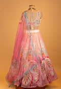 Pastel Pink Multicolor Printed Designer Lehenga Choli with Sequin Work & Net Dupatta – Festive & Bridesmaid Wear