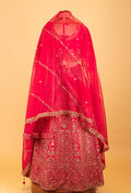 Women’s Rani Pink Heavy Zardozi Embroidered Bridal Lehenga Choli with Dupatta | Luxury Wedding Couture