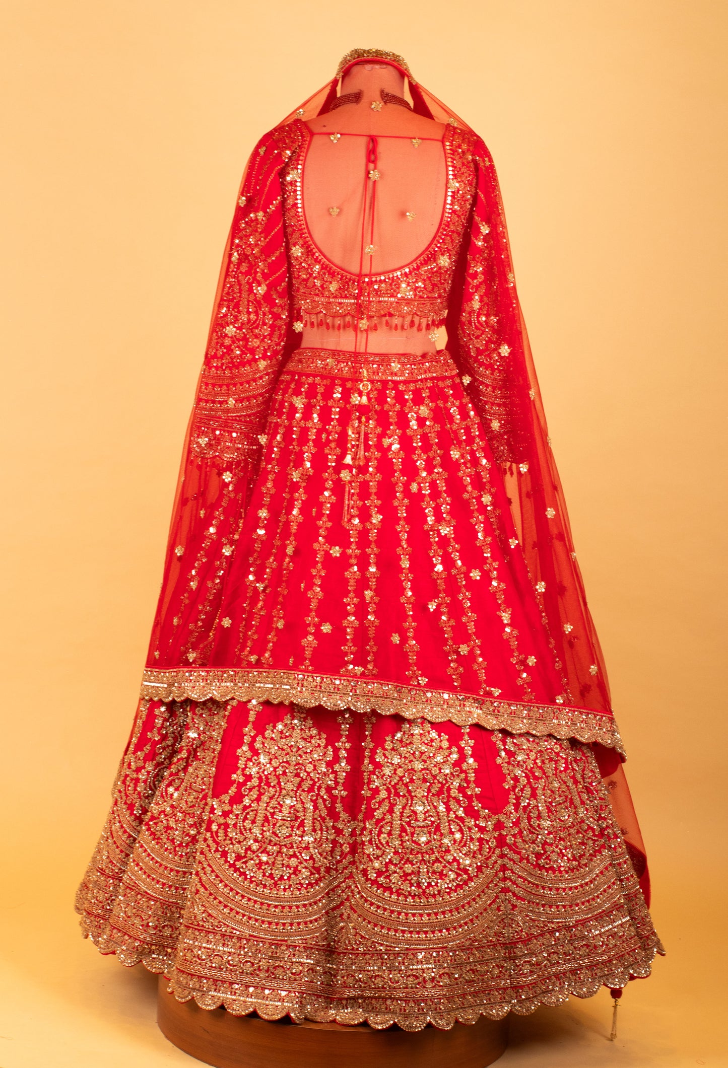 Women’s Red Heavy Zari & Sequin Bridal Lehenga Choli with Dupatta | Premium Wedding Designer Wear