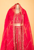 Women’s Rani Pink Heavy Bridal Zari & Sequin Embroidered Lehenga Choli with Dupatta | Royal Wedding Couture