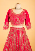 Women’s Rani Pink Heavy Bridal Zari & Sequin Embroidered Lehenga Choli with Dupatta | Royal Wedding Couture