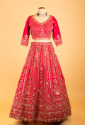 Women’s Rani Pink Heavy Bridal Zari & Sequin Embroidered Lehenga Choli with Dupatta | Royal Wedding Couture