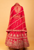 Women’s Red Heavy Bridal Zari & Sequin Embroidered Lehenga Choli with Dupatta | Premium Wedding Couture