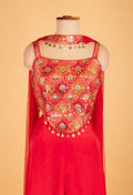 Red Embroidered Sharara Set with Mirror & Sequin Work – Designer Festive & Mehendi Outfit