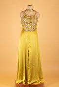 Yellow Sequin Embellished Indo-Western Jumpsuit with Cape – Designer Party Wear Outfit