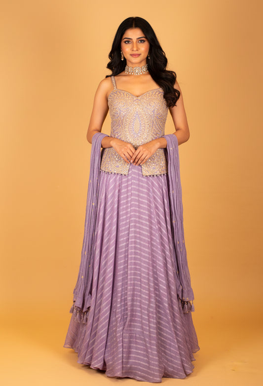 Lavender Straight Cut Indo-Western Gown with Heavy Sequin Embellishment – Reception & Party Wear