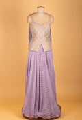 Lavender Straight Cut Indo-Western Gown with Heavy Sequin Embellishment – Reception & Party Wear