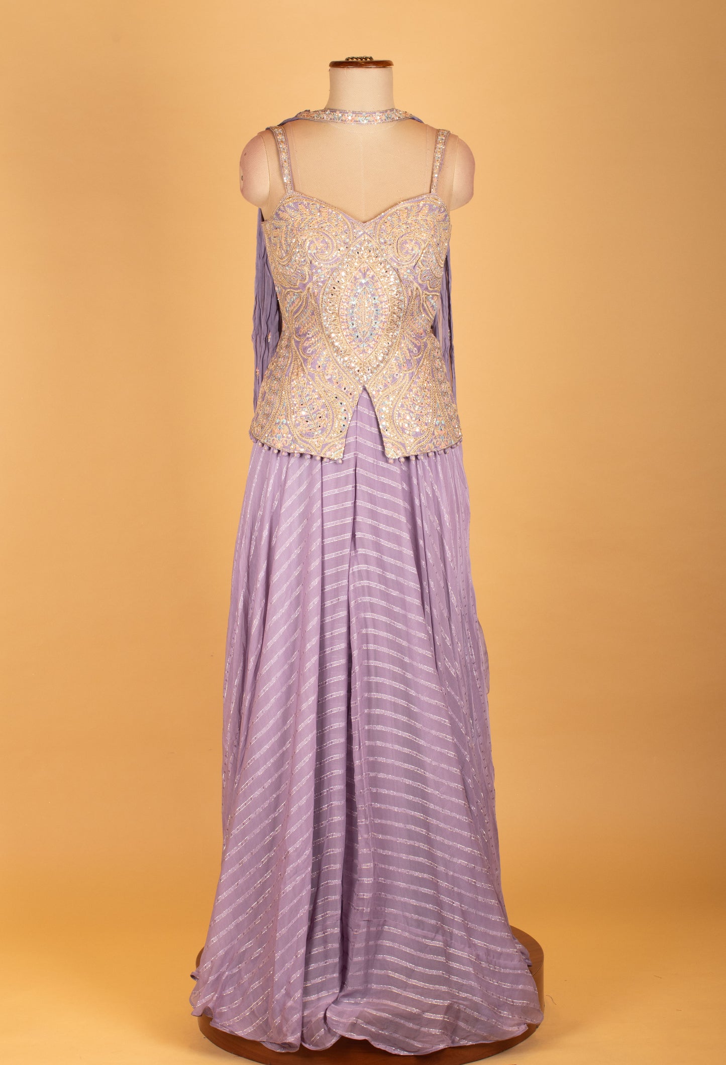 Lavender Straight Cut Indo-Western Gown with Heavy Sequin Embellishment – Reception & Party Wear