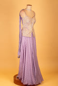 Lavender Straight Cut Indo-Western Gown with Heavy Sequin Embellishment – Reception & Party Wear