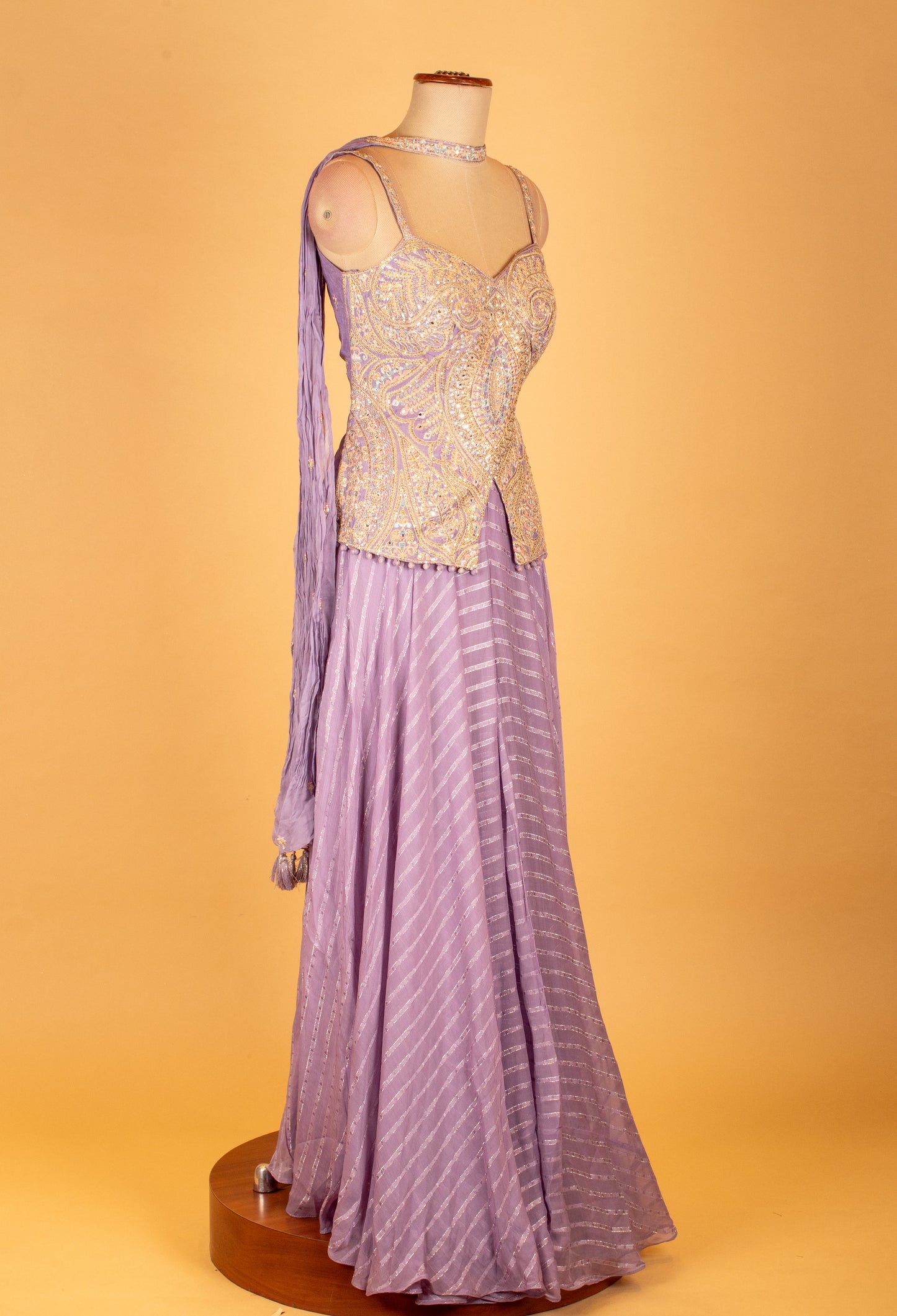Lavender Straight Cut Indo-Western Gown with Heavy Sequin Embellishment – Reception & Party Wear