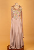 Pastel Peach Embroidered Palazzo Set with Sequin Work Crop Top & Dupatta – Party & Festive Wear