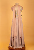 Pastel Peach Embroidered Palazzo Set with Sequin Work Crop Top & Dupatta – Party & Festive Wear