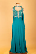 Teal Sequin Embellished Indo-Western JPlazzo Set with Cape Sleeves – Designer Party & Sangeet Wear