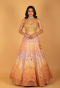 Yellow Multicolor Sequin Embellished Crop Top & Lehenga Set – Sangeet & Festive Wear