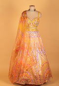 Yellow Multicolor Sequin Embellished Crop Top & Lehenga Set – Sangeet & Festive Wear