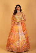 Yellow Multicolor Sequin Embellished Crop Top & Lehenga Set – Sangeet & Festive Wear