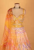 Yellow Multicolor Sequin Embellished Crop Top & Lehenga Set – Sangeet & Festive Wear