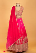 Hot Pink Bridal Embroidered Lehenga Set with Heavy Zari & Sequin Work – Wedding & Festive Wear