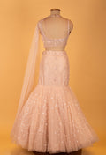 Blush Pink Sequin Embroidered Mermaid Lehenga Set for Weddings & Receptions