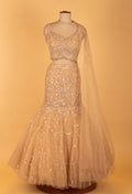 Champagne Gold Sequin Embellished Mermaid Lehenga Set for Wedding & Bridal Occasions