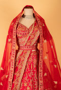 Red Heavy Embroidered Bridal Lehenga Set with Dupatta – Traditional Wedding Wear for Brides