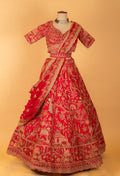 Red Heavy Embroidered Bridal Lehenga Set with Dupatta – Traditional Wedding Wear for Brides