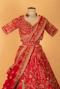 Red Heavy Embroidered Bridal Lehenga Set with Dupatta – Traditional Wedding Wear for Brides