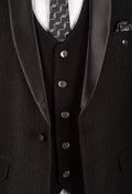 Black 3-Piece Tuxedo Suit for Men with Satin Shawl Lapel – Wedding & Reception Wear