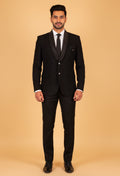 Black Textured Tuxedo Blazer with Satin Shawl Lapel – Premium Party & Formal Wear for Men