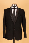 Black Textured Tuxedo Blazer with Satin Shawl Lapel – Premium Party & Formal Wear for Men