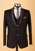 Black Textured 3-Piece Suit for Men – Premium Wedding & Reception Tuxedo Look
