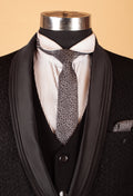 Black Textured 3-Piece Suit for Men – Premium Wedding & Reception Tuxedo Look