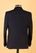 Navy Blue Textured Tuxedo Blazer with Satin Shawl Lapel – Luxury Formal Wear for Men