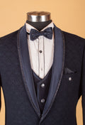 Navy Blue 3-Piece Tuxedo Suit for Men with Designer Shawl Lapel – Groom & Reception Wear