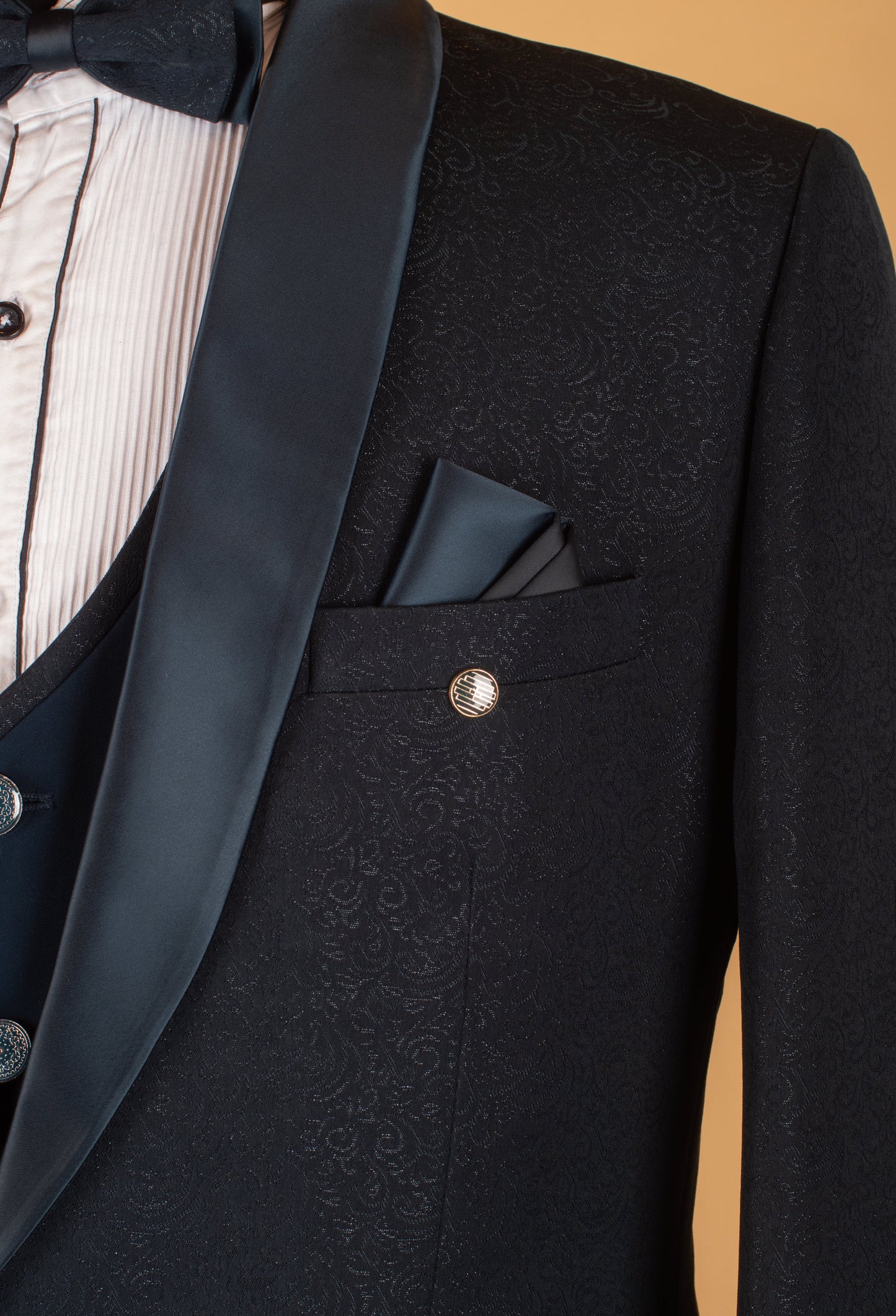 Navy Blue 3-Piece Tuxedo Suit for Men – Designer Groom & Reception Wear