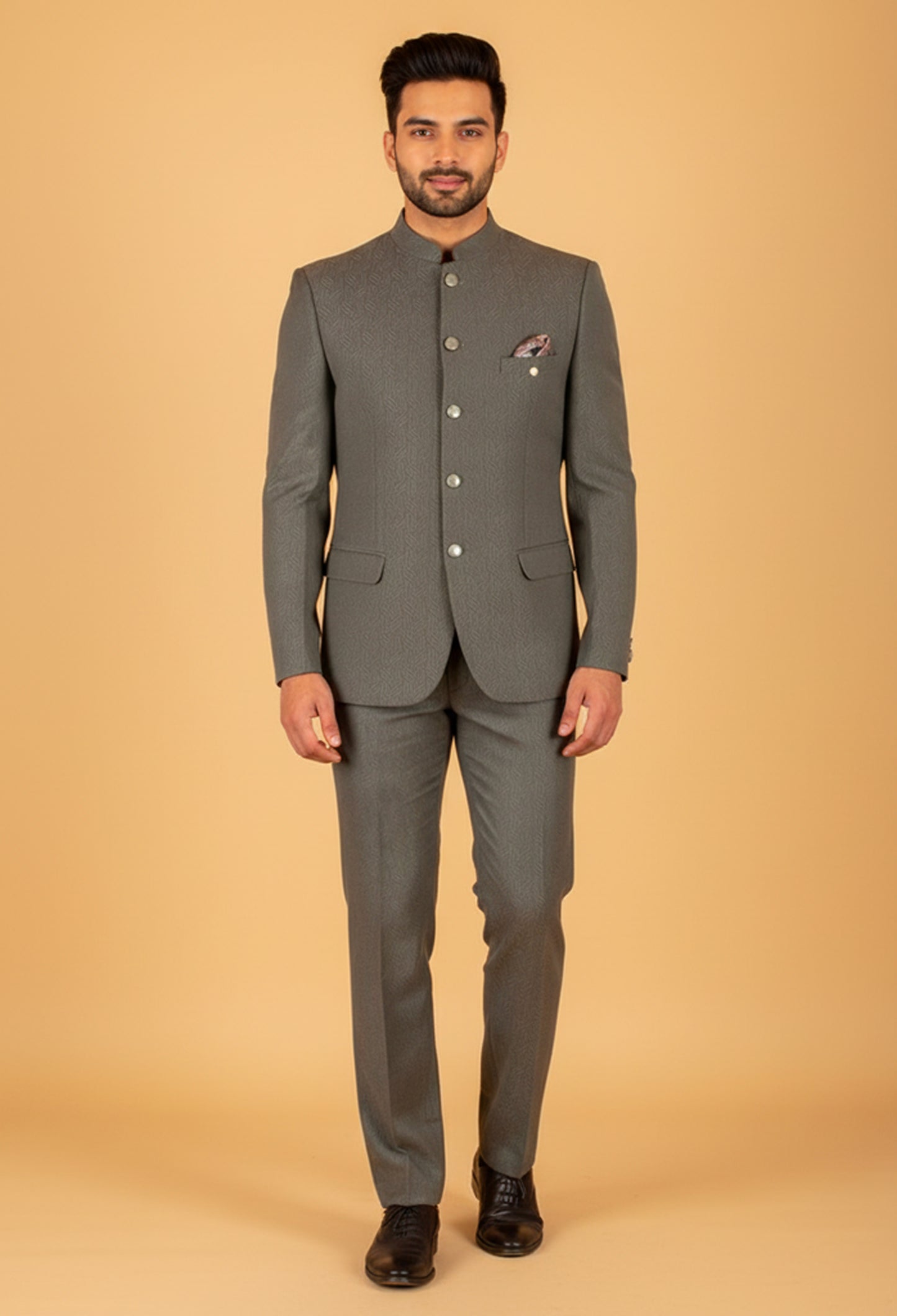 Olive Green Textured Suit for Men – Elegant Wedding & Formal Wear