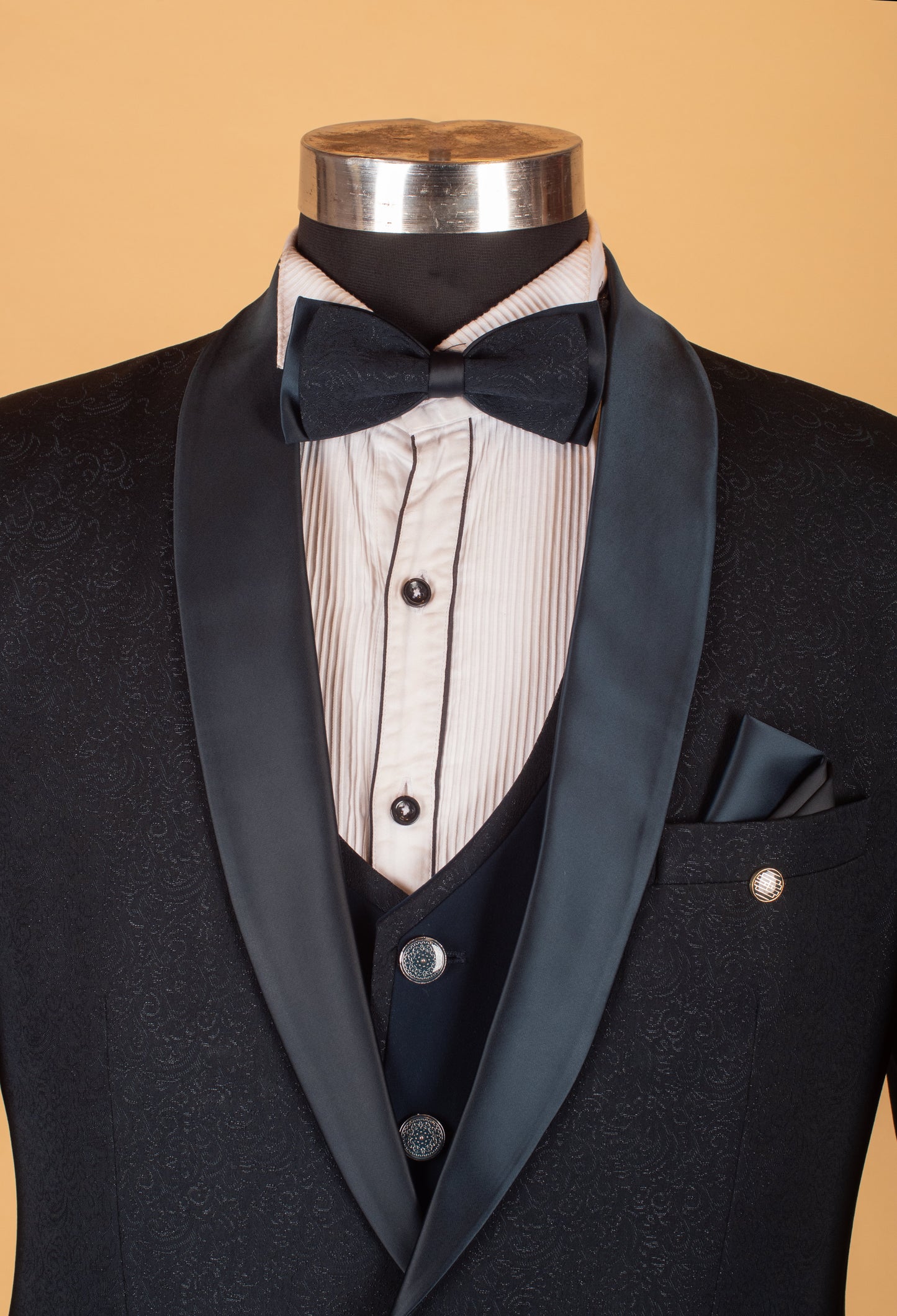 Navy Blue 3-Piece Tuxedo Suit for Men – Designer Groom & Reception Wear