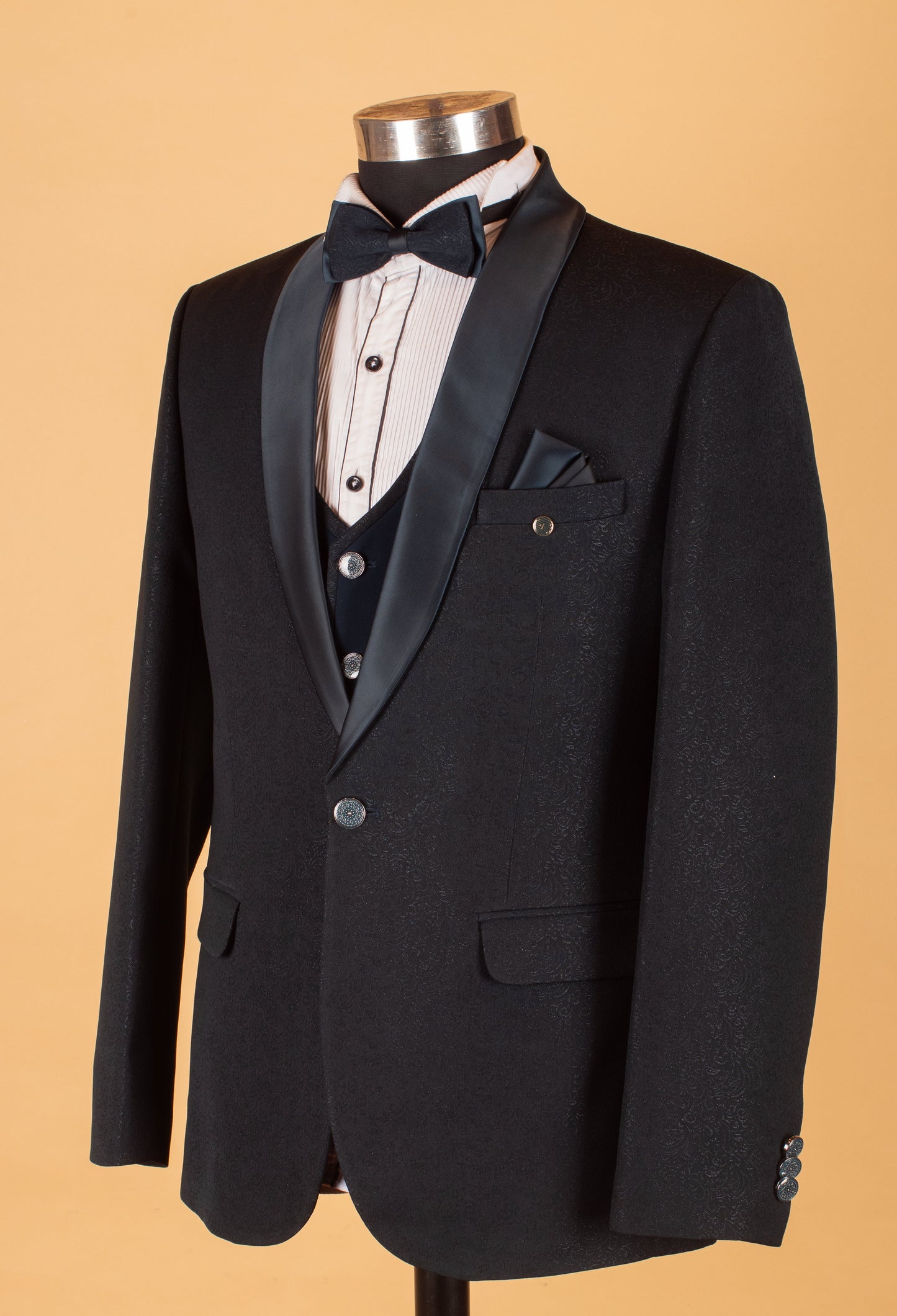 Navy Blue 3-Piece Tuxedo Suit for Men – Designer Groom & Reception Wear