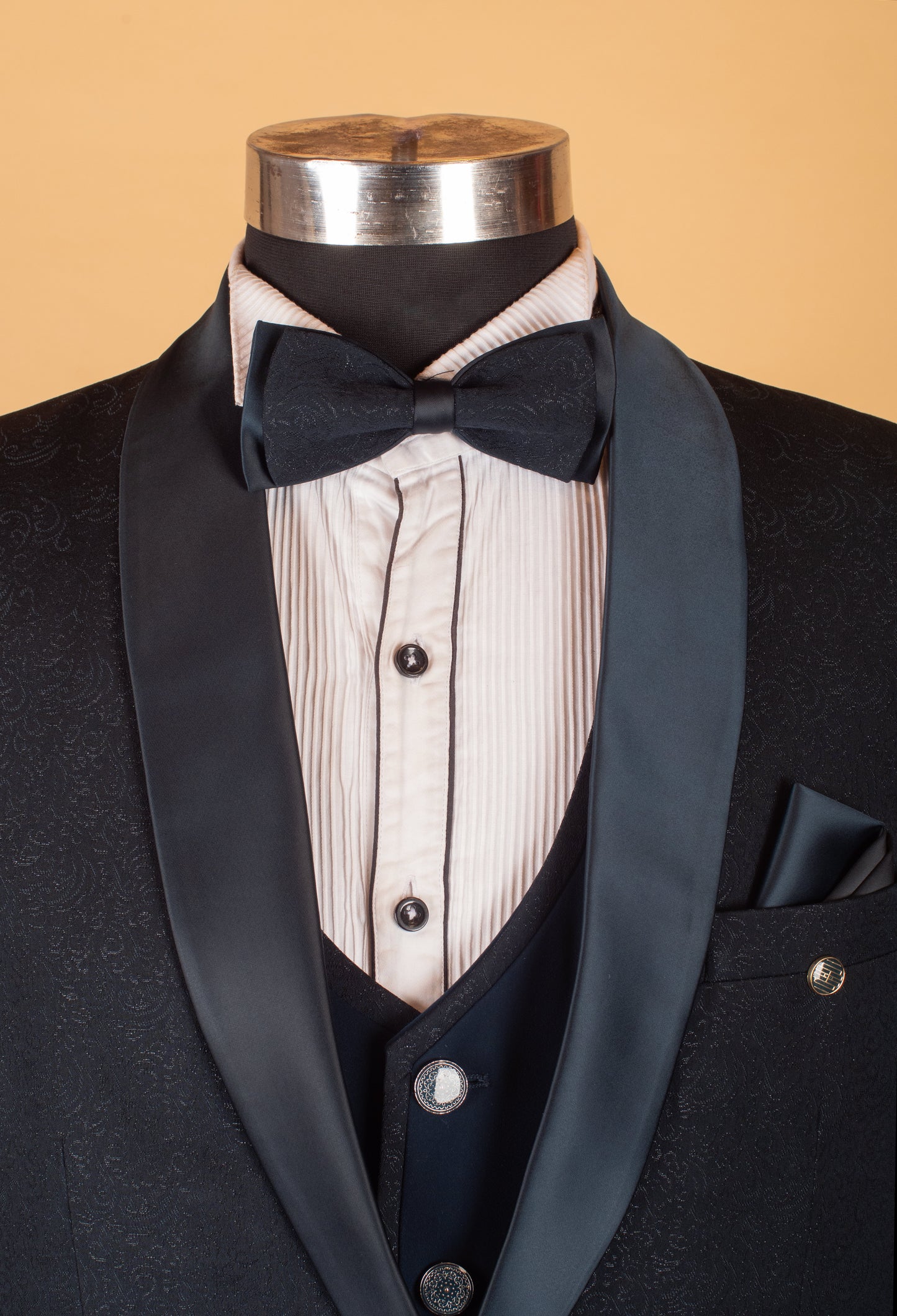 Navy Blue 3-Piece Tuxedo Suit for Men – Designer Groom & Reception Wear