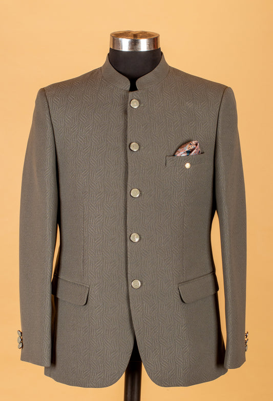 Olive green textured suit for men – product image 2