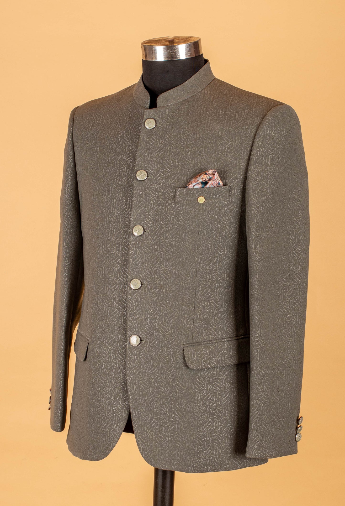 Olive Green Textured Suit for Men – Elegant Wedding & Formal Wear