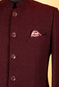 Maroon Textured Bandhgala Blazer for Men – Royal Indian Groom & Festive Wear